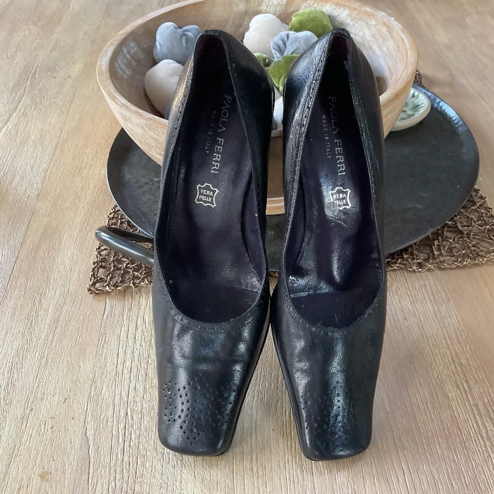 Paola Ferri Women’s Black Italian Leather Pumps 38 (US 8) - Picture 1 of 12